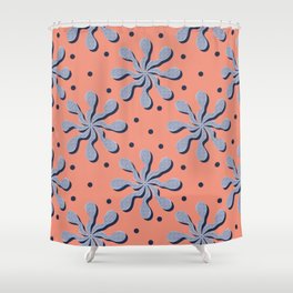 Wavy Flowers - Peach Shower Curtain