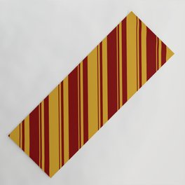 [ Thumbnail: Goldenrod & Maroon Colored Lines/Stripes Pattern Yoga Mat ]