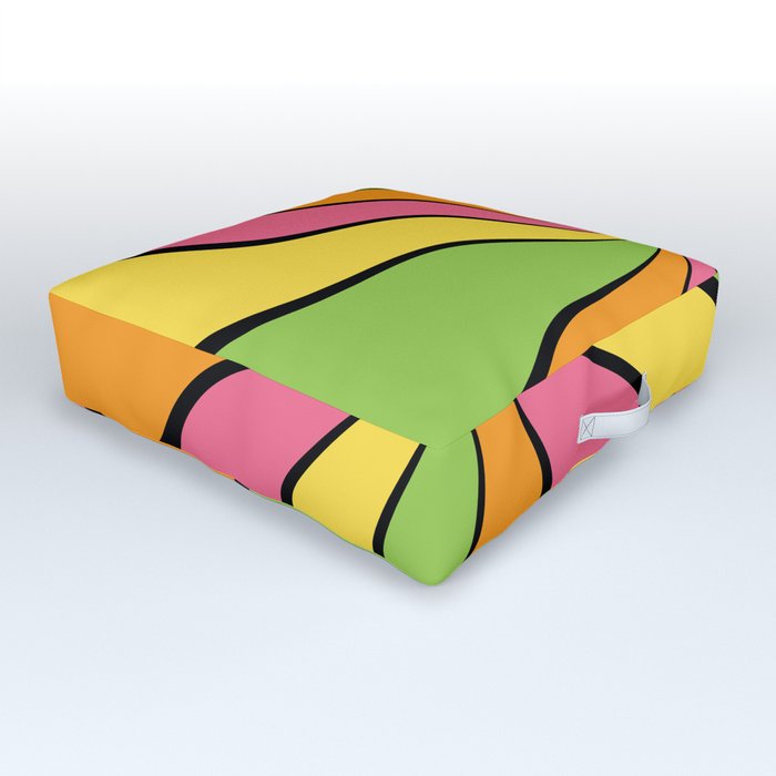 Wavy Rays (orange/pink/yellow/green) Outdoor Floor Cushion