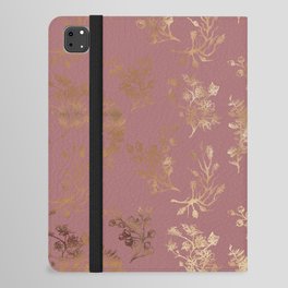 Mauve pink faux gold wildflowers illustration iPad Folio Case