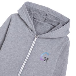 Butterfly Silhouette on Monogram Lower Case c Gradient Blue Purple Kids Zip Hoodie