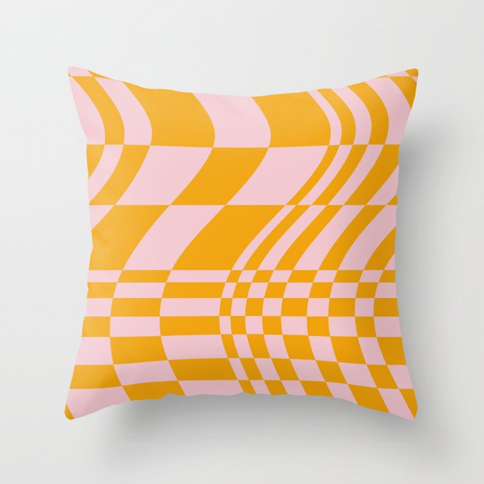 Abstraction_OCEAN_WAVE_YELLOW_ILLUSION_LOVE_POP_ART_0615A Throw Pillow