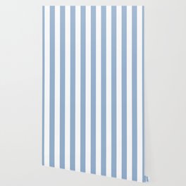 Cerulean Blue Vertical Cabana Tent Stripes Wallpaper