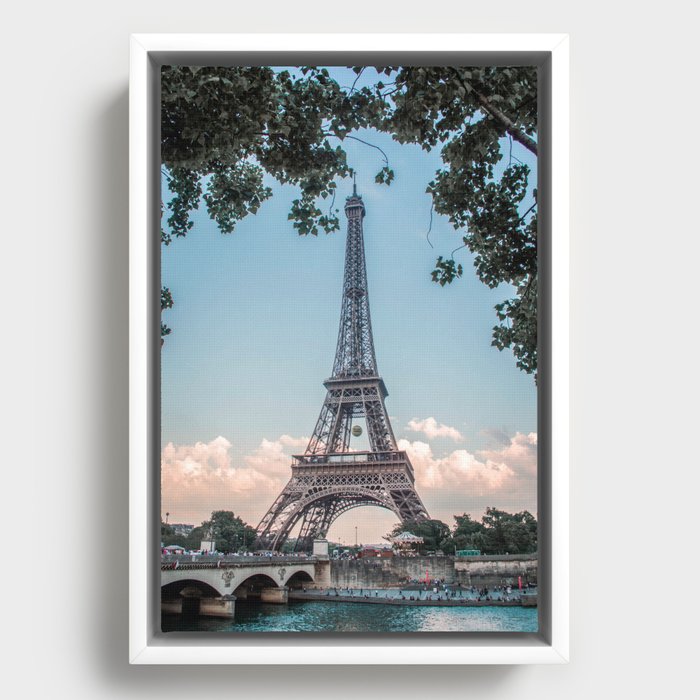 Eiffel Tower During Sunset | City Urban Landscape Photography of Paris France Framed Canvas