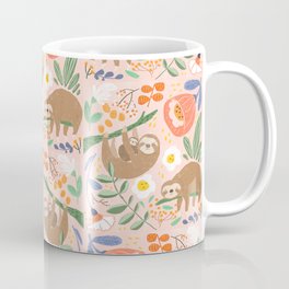 Suki McMaster - Sloth Coffee Mug | Drawing, Colored Pencil, Sloth, Digital, Pink 