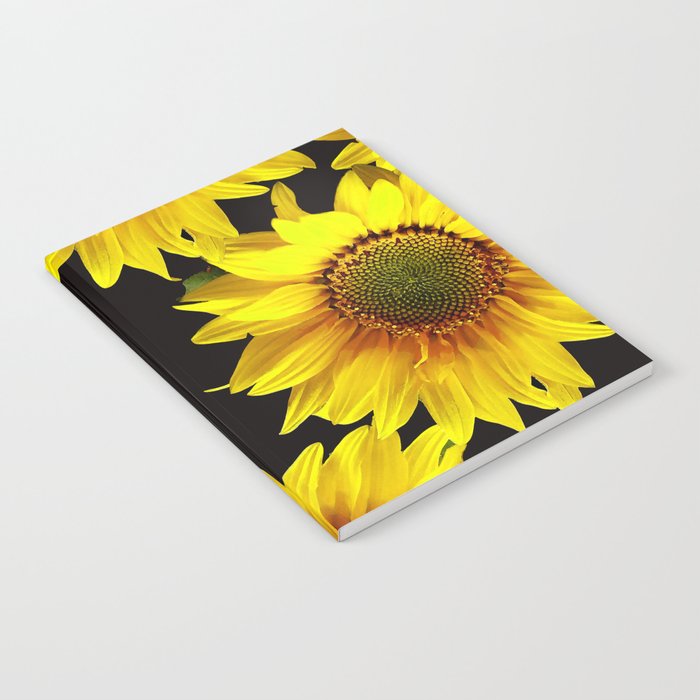 Large Sunflowers on a black background #decor #society6 #buyart Notebook