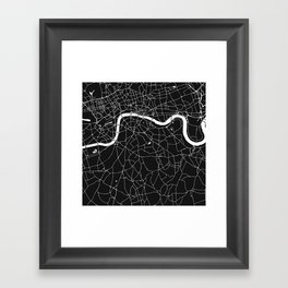 London Black on White Street Map Framed Art Print
