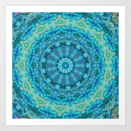 Big Blue Swirl - Abstract Kaleidoscope Art Art Print
