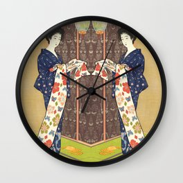 Daugher in a summer kimono Wall Clock
