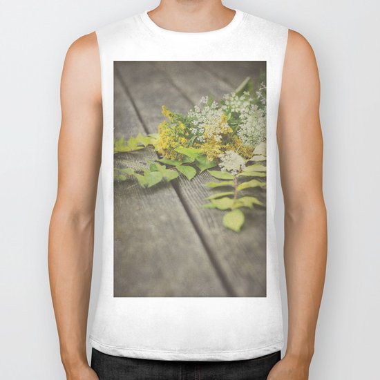 Rustic Fall Flowers Biker Tank