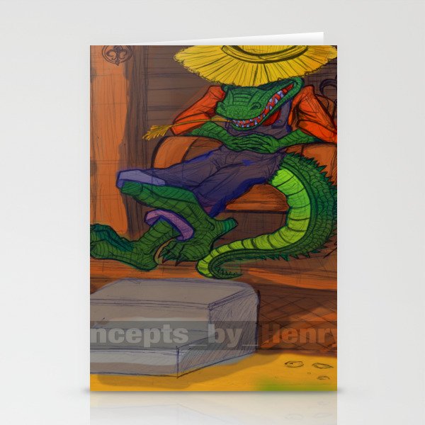 The Cajun Gator (Flat Color Version) by: Henry Wardsworth aka Concepts_By_Henry Stationery Cards