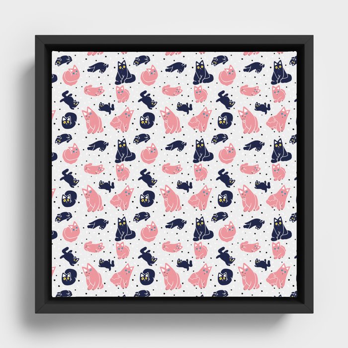 Candyfloss cat pattern Framed Canvas