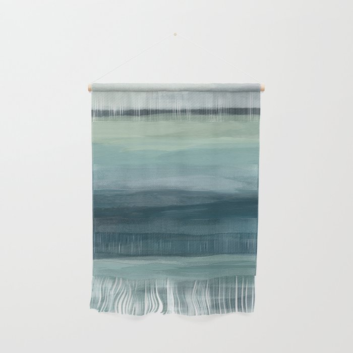 Seafoam Green Mint Navy Blue Abstract Ocean Art Painting Wall