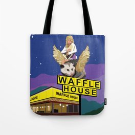 Dolly Parton riding a Winged Possum Tote Bag