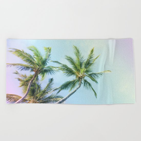 Relaxing Rainbow Color Palms Beach Towel