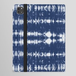 Tie dye shibori horizontal indigo blue stripes iPad Folio Case
