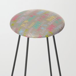 Enjoy The Colors - Colorful typography modern abstract pattern on taupe background Counter Stool