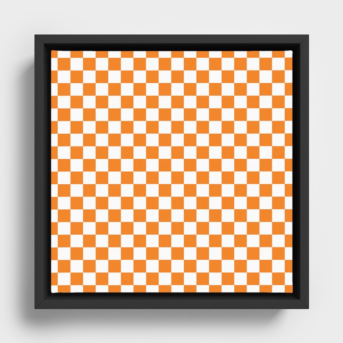 Orange Checkerboard Pattern Framed Canvas