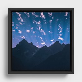 Grand Teton National Park Mountain Sunset Framed Canvas