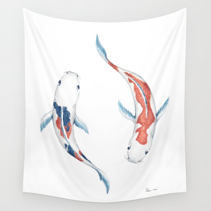 Yin yang koi fish tapestry deals