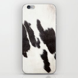 Black and White Cowhide, Cow Skin Print Pattern iPhone Skin