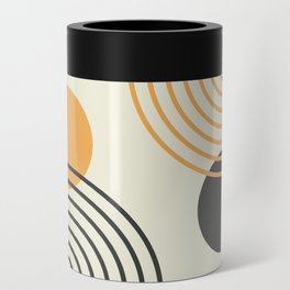 Mid Century Modern Geometric 188 in Black and Gold Can Cooler