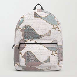 Vintage  Patchwork Birds Handwriting pastel pattern Backpack