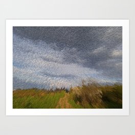 Vintage summer countryside field landscape extrude pixel art Art Print