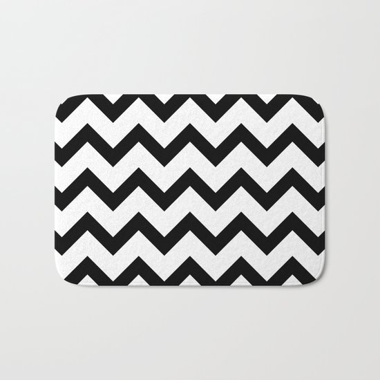 Simple Black and white Chevron pattern Bath Mat