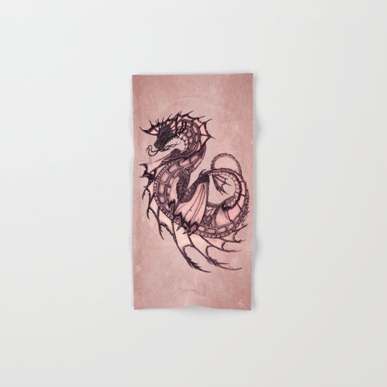 "Tsunami" by Amber Marine ~ Sea Dragon (Coral Version) ~ Graphite & Charcoal Illustration, (c) 2005 Hand & Bath Towel