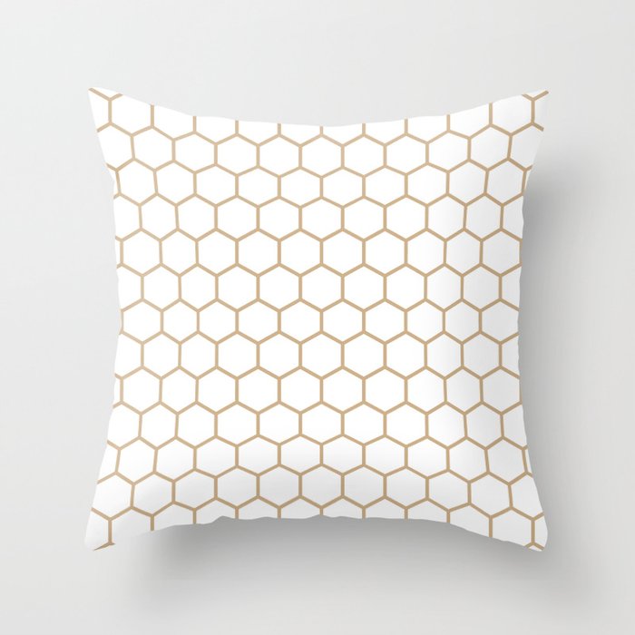 Honeycomb (Tan & White Pattern) Throw Pillow