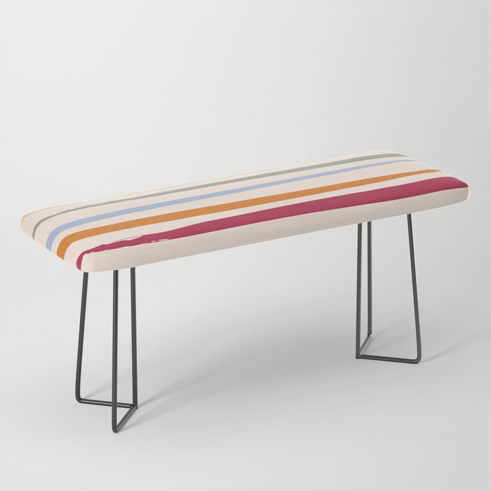 Inkaa - Red Colourful Summer Retro Ink Stripes Design  Bench