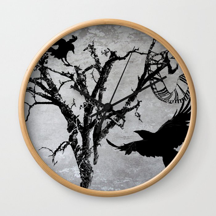 Clock Face Tree Crow Bird Steampunk Art Gothic Art A534 Wall Clock