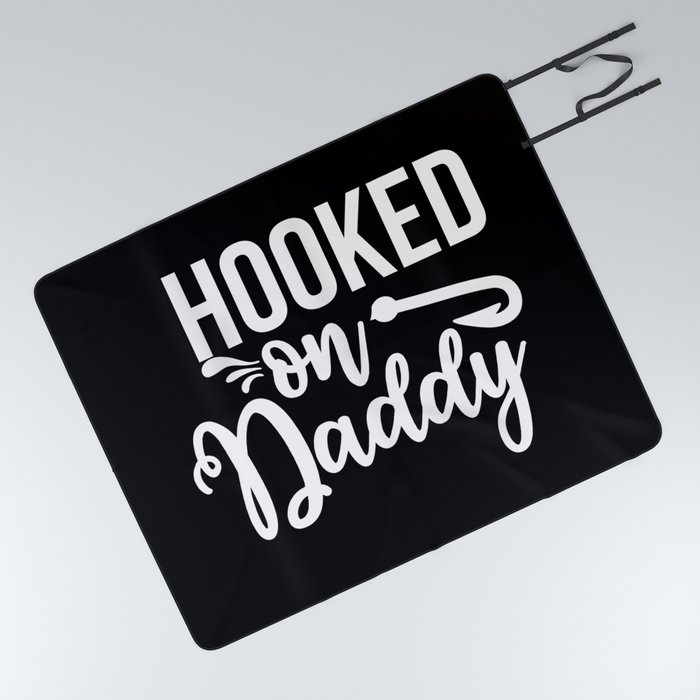 Hooked On Daddy Cute Fishing Kids Picnic Blanket