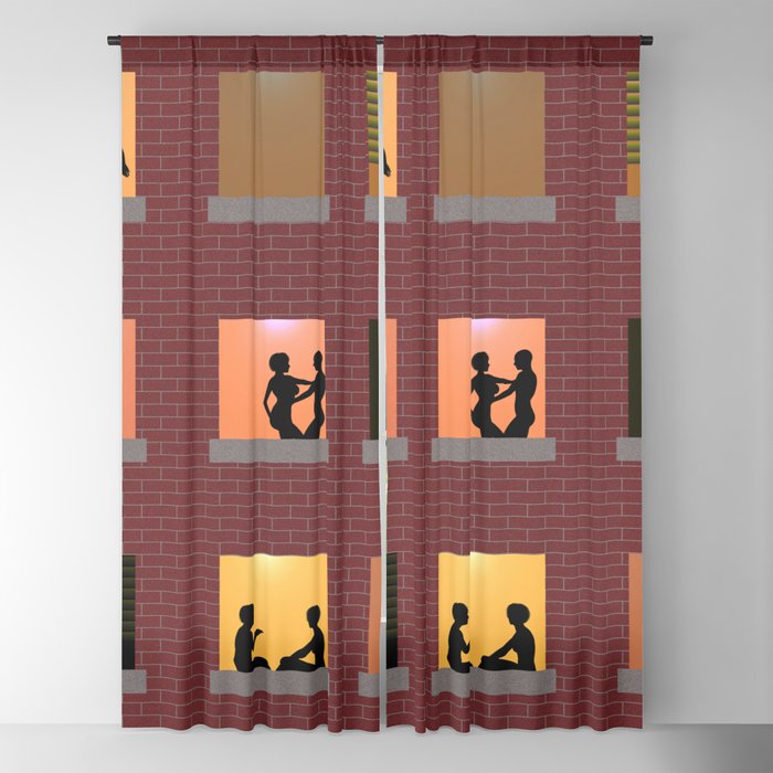 Multi Storey Apartment Windows at Night Blackout Curtain by 