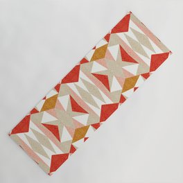 Faux-Textured Mid Mod Geo Fire Engine Red Yoga Mat