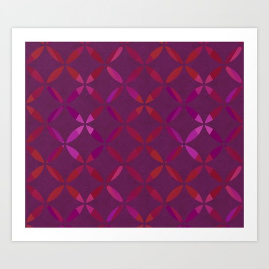 Fancy red and pink circle pattern Art Print