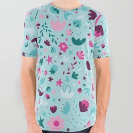 Meadow Magic - Pink & Teal All Over Graphic Tee