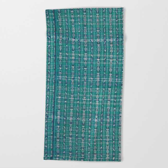 Vintage Guatemalan Textile Pattern in Blue Beach Towel