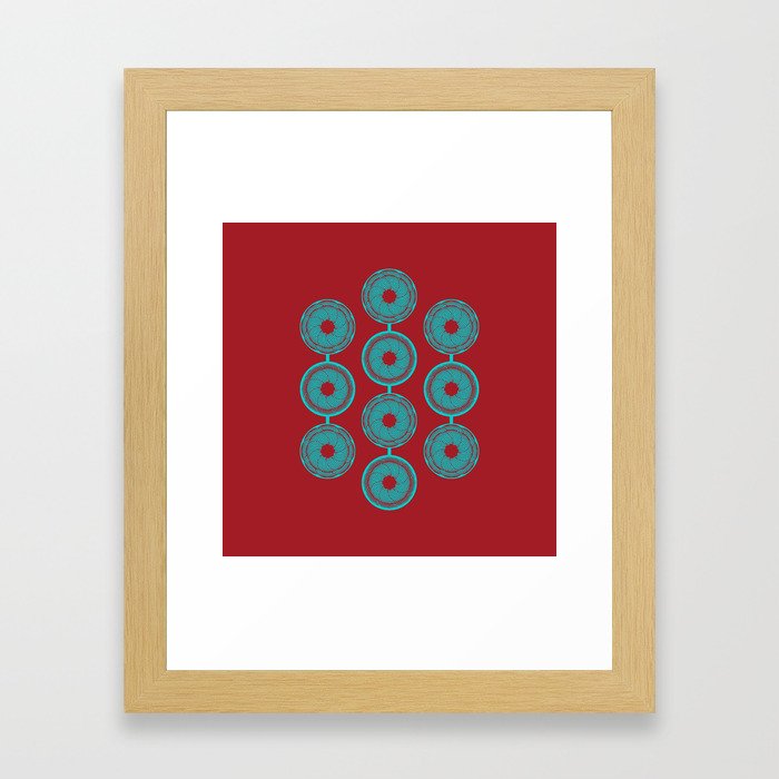 turquoise and vermilion flower Framed Art Print