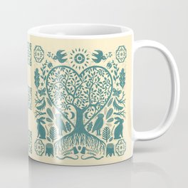 Rustic Early American Tree Of Life Woodcut Coffee Mug