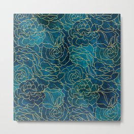 ABSTRACT FLORAL 6 Metal Print | Decorative, Flowers, Rustic, Blue, Background, Turquoise, Elegant, Floral, Graphicdesign, Teal 