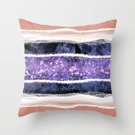 Veri Peri Purple Amethyst and Coral Gemstone Abstract Throw Pillow