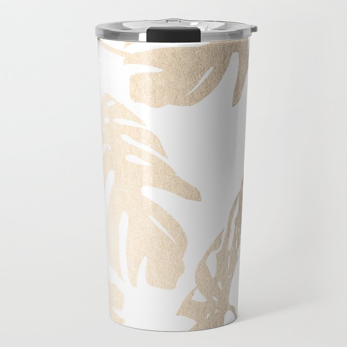 Simply Tropical Palm Leaves in White Gold Sands Travel Mug