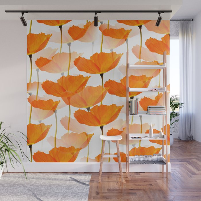 Orange Poppies On A White Background Decor Society6 Buyart Wall