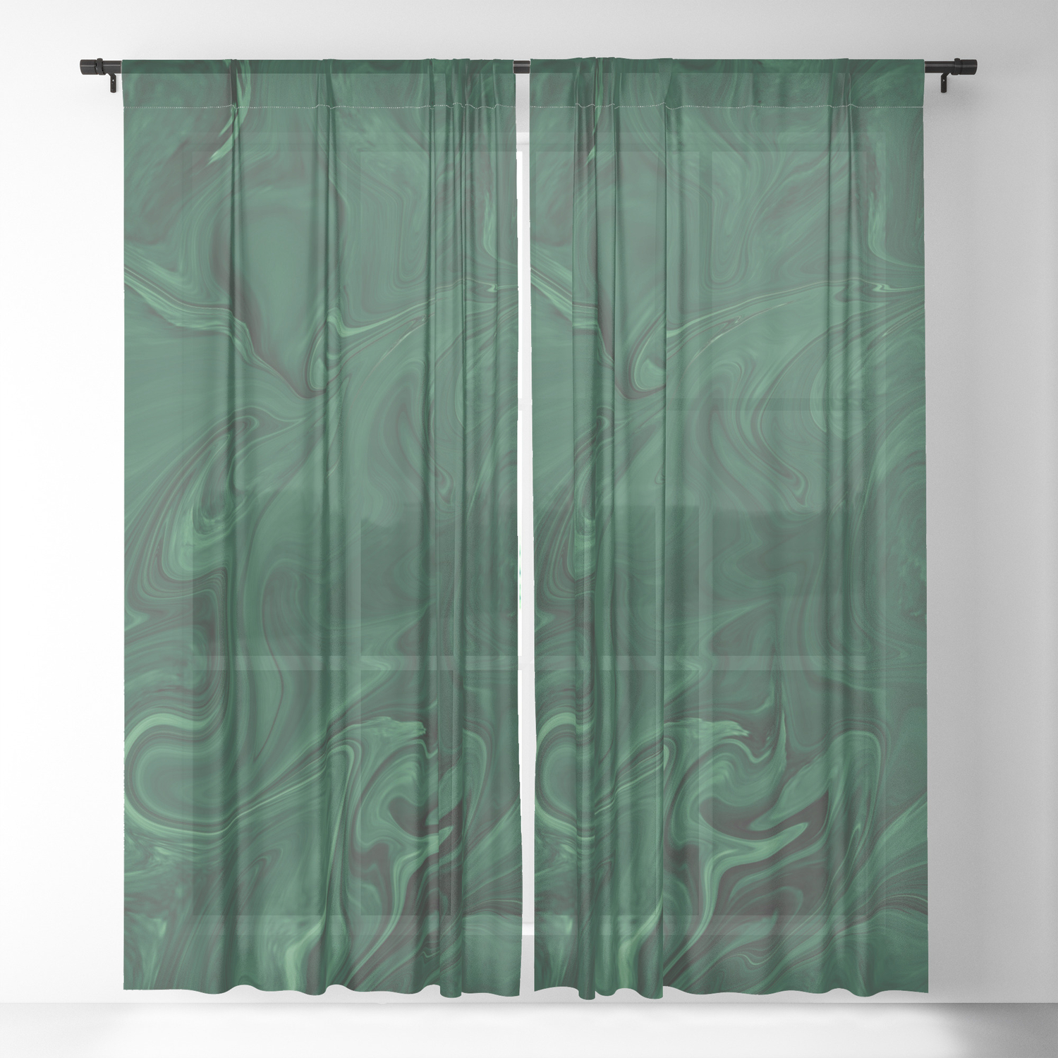 Modern Cotemporary Emerald Green Abstract Sheer Curtain By Modern Cotemporary Emerald Green