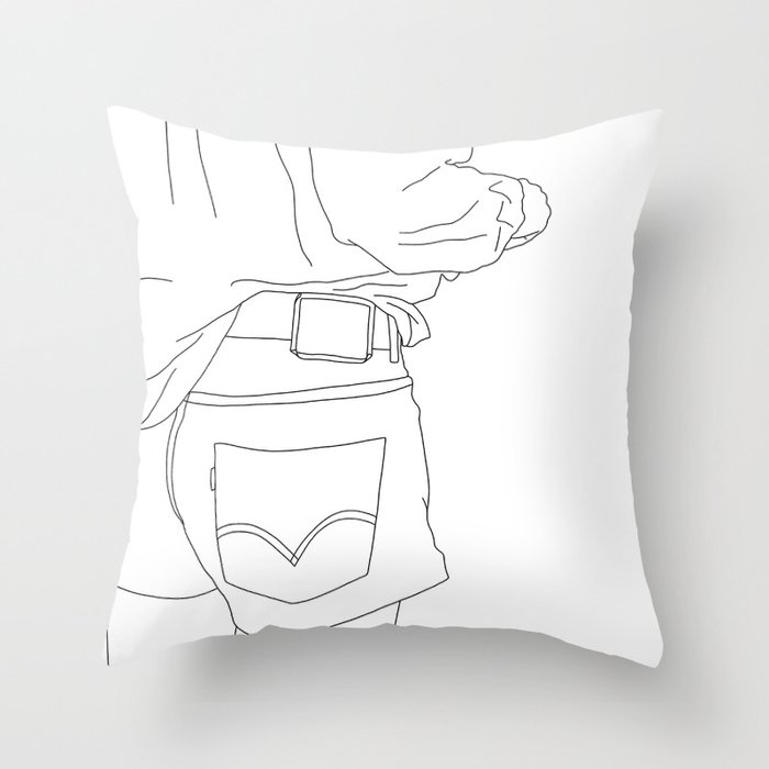Fashion illustration line drawing - Capta Throw Pillow