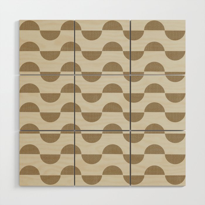 Calming minimalistic textured semi-circle geometric pattern - tan Wood Wall Art