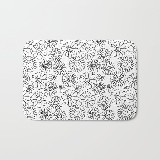 Doodle floral pattern Bath Mat