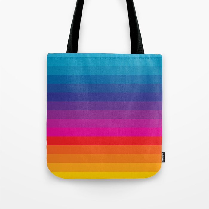  Classic 70s Vintage Style Retro Stripes - Funky Rainbow Tote Bag
